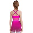 thumbnail image 5 of iiniim Girls Sparkly Rhinestone Tassel Dress Latin Jazz Ballroom Salsa Dance Leotard Fringe Skirted Hot Pink 14, 5 of 7