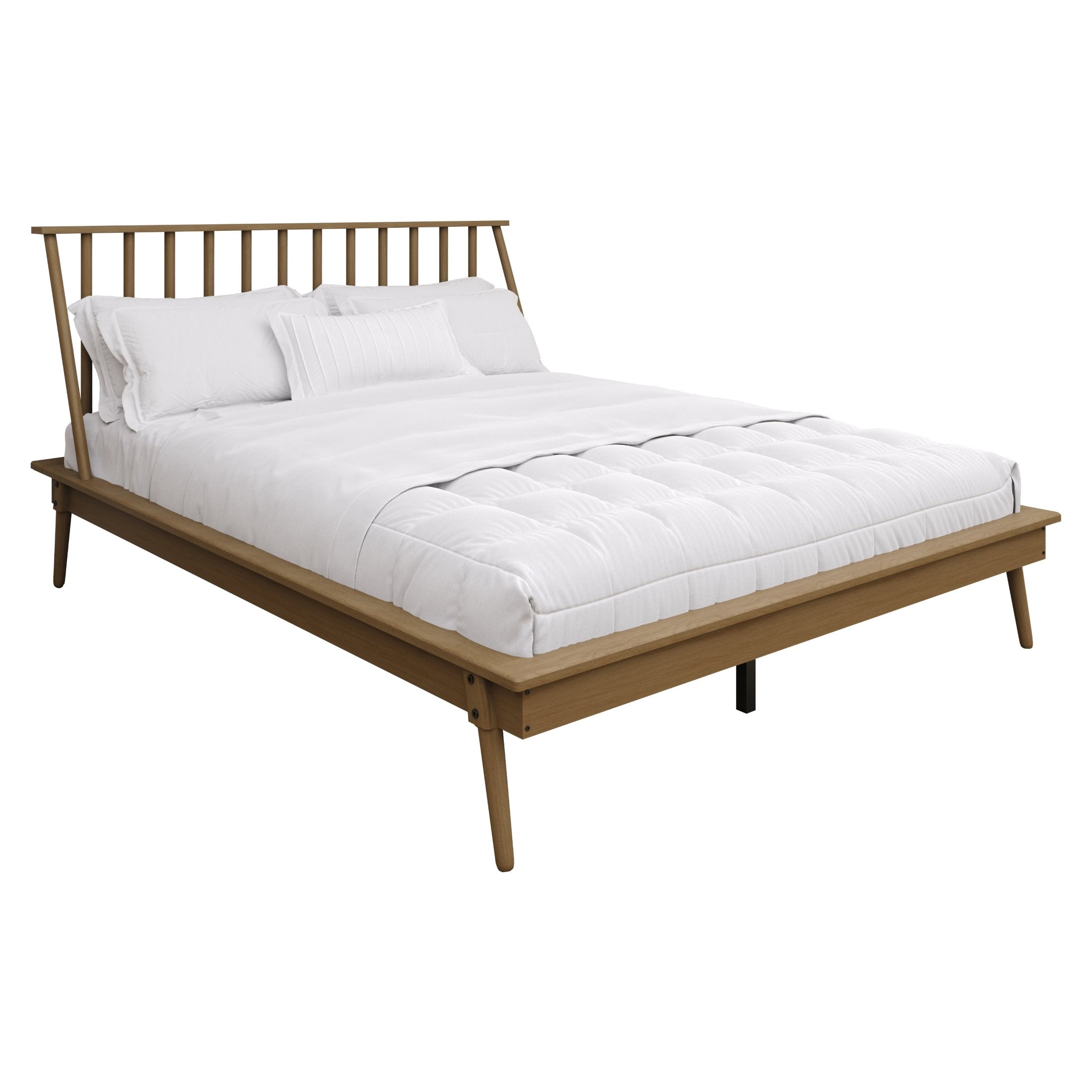 Castle Place Vintage Spindle Wooden Full Platform Bed, Light Oak
