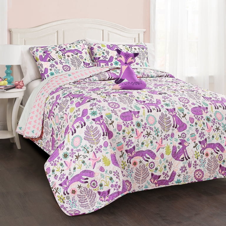 Lush Decor, Kids Animal Print Reversible Quilt, Full/Queen, Navy