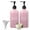Pink, variant on 2pcs 13.5 oz Glass Soap Dispenser, Hand Press Hand Sanitizer Dispenser Bottle, Skin Care Body Wash Storage Bottle, Reusable, Purple
