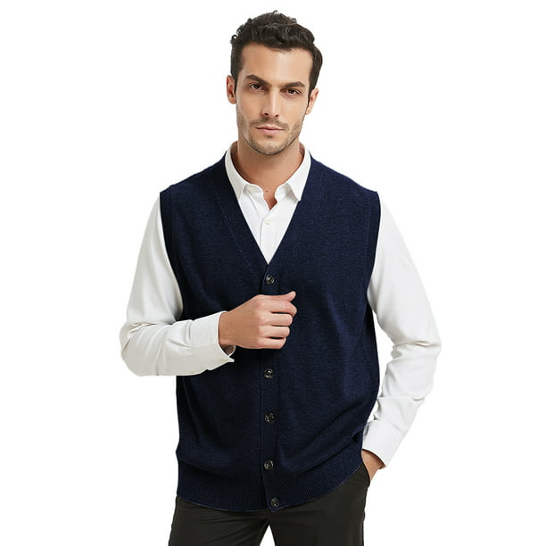 temperen Decoratief deugd Toptie Men Sweater Vest Solid Knitted Lightweight Thermal Cardigan-Navy-XXL  - Walmart.com
