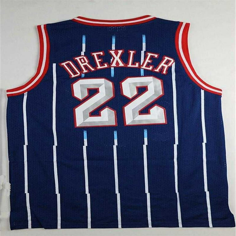 NBA_ High Quality 22 Clyde Drexler Jersey Black Red 34 Hakeem Olajuwon  White Blue Stripe 3 Steve Francis Basketball Jerseys Retro Shirts''nba'' jersey 