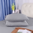 thumbnail image 4 of Unique Bargains Polyester Washed Pompon Bedding Duvet Cover Set Full White, 4 of 8