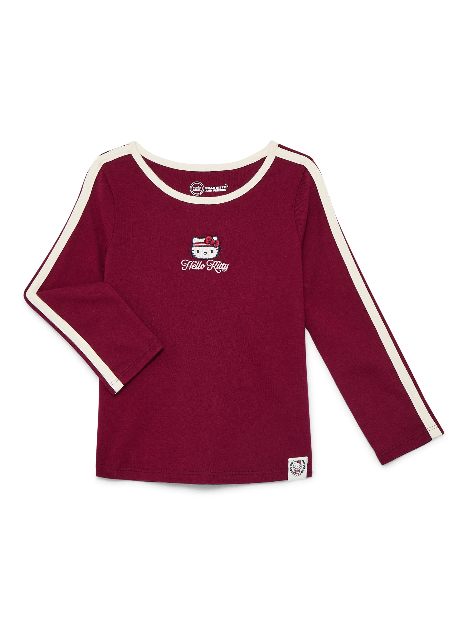 Wonder Nation Hello Kitty Girls Cotton Graphic Tee with Long Sleeves, Sizes 4-18