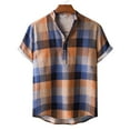 thumbnail image 4 of YYDGH Men's Hawaiian Color Block Shirt Short Sleeve Button Down Shirts Casual Casual Summer Beach Shirt Orange M, 4 of 8