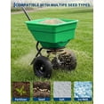 thumbnail image 5 of Memoryfield 80LB Broadcast Spreader 12FT Wide, 13" All-Terrain Wheels, Walk Behind Lawn Spreader for Lawn Fertilizer/Seed/Salt, Green, 5 of 7