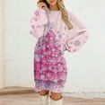 thumbnail image 2 of Women's Round Neck Casual Long Sleeve Plush Christmas Print Dresses for Cozy Holiday Fashion and Everyday Comfort,Pink,XL, 2 of 5