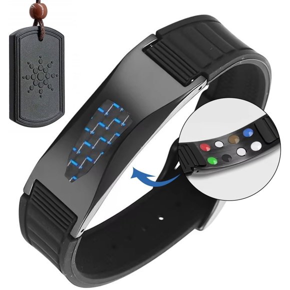 Collier de Santé et Bracelet Magnétique Bracelet de Sport, Bracelet en Silicone, Ensemble de 2