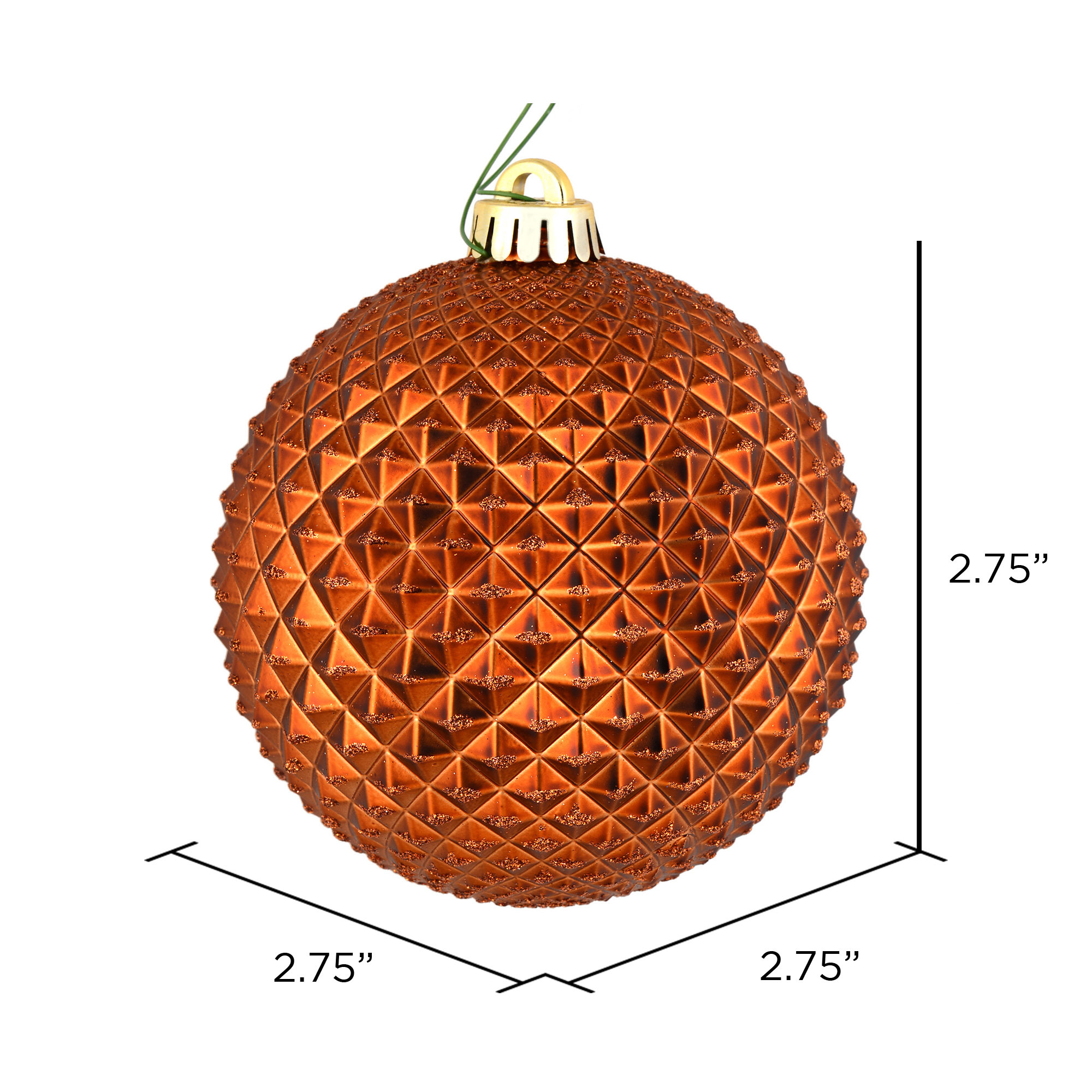 Vickerman 2.75" Copper Durian Glitter Ball Ornament, 12 per Bag - image 2 of 3