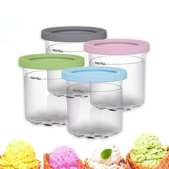 ACDANC 4 Pack,Pints and Lids for Ice Cream Maker,Creamy Ice Cream Containers Cups Jars Tubs Canisters Set,Smoothie Pot Compatible with Nc299Amz & Nc300S Series Ice Cream Maker Machine Accessories