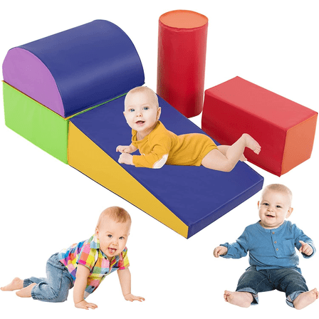 BORGEBY 5-Pieces toddler climbing blocks, Soft Play Climbing for Crawling and Sliding Indoor Playground for Kids 1-3