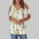 thumbnail image 2 of Tops de Hombro para las Mujeres Blusa de Impresión de Verano de Manga Corta con Cuello en V Top de Moda, Estante Ligero de Algodón de Imitación para el Uso Informal, 2 of 6