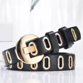 thumbnail image 5 of Unisex Leather Belt Adjustable Metal Buckle Accessories Wide Waist Belts Decorative 105cm Casual Gothic f Men Pants Ladies Dress Black, 5 of 8