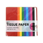 100 CT Primary Colored (Red, Orange, Yellow, Green, Blue, Light blue, Purple, Magenta, Black, White), 17GSM ( thick, durable & crispy) TISSUE PAPER (Primary)