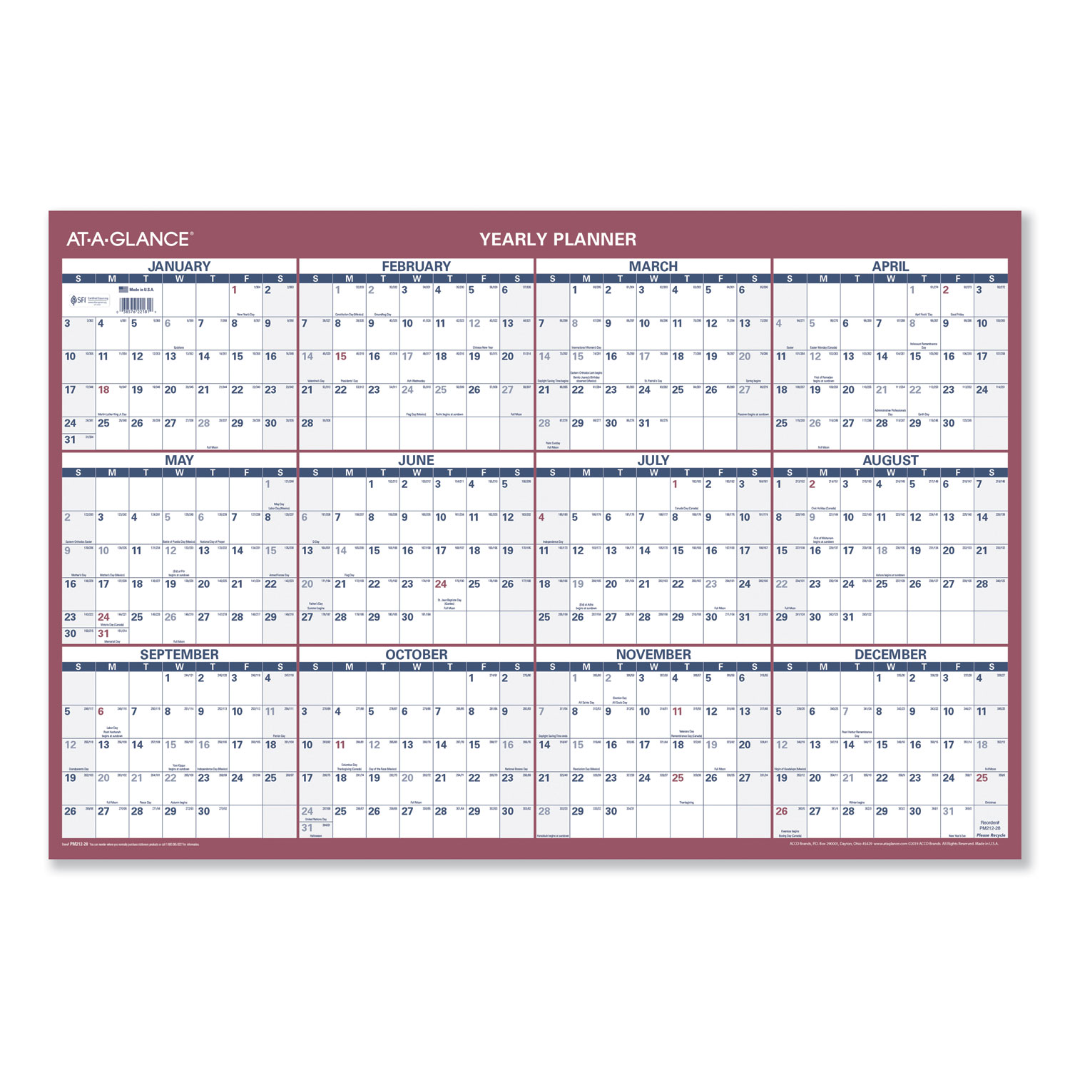 At-A-Glance, AAGPM23928, 90/120-Day Erasable Wall Planner, 1 Each, Blue - image 4 of 9