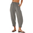 thumbnail image 3 of Women'S Summer High Waisted Baggy Pants Casual Ankle Length Trouser Slacks with Pockets Grey L, 3 of 6