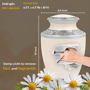 Aluminum Handcrafted Urn - Elegant Keepsake Holder for Adult Human Ashes (Ivory Mist & Pewter)