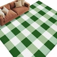 thumbnail image 3 of Green White Buffalo Check 5x8 Area Rugs, Farmhouse Plaid Modern Geometric Non-Skid Rubber Backing Large Rectangle Rugs - Living Room Bedroom Home Office, Indoor Floor Mat Carpets Washable Rug, 3 of 9