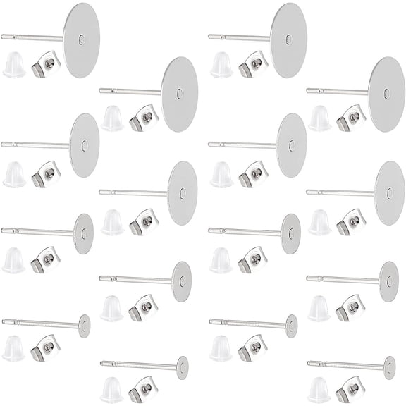 About 400Pcs 4 Sizes Stainless Steel Earring Posts and Backs Flat Pad Earring Components Hypoallergenic Earring Pins Stud Earring Findings