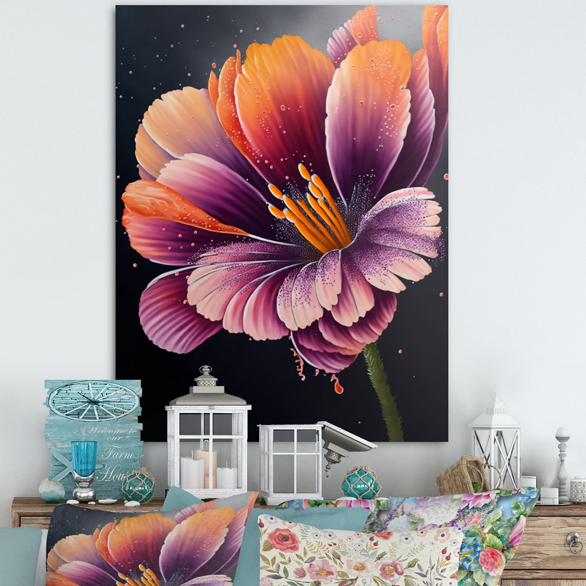 Designart Blooming Gerbera Daisy Flowers Canvas Wall Art