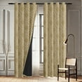 thumbnail image 4 of Vargottam Printed Blackout Curtains - Yellow Diamond Tribal Design, Set of 2 Panels, 52 x 90 Inches - Room Darkening, Thermal Insulated Window/Door Drapes with Grommets - Beige, 4 of 9