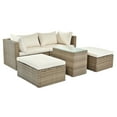 thumbnail image 4 of 5-Piece Patio Conversation Sets, Outdoor Furniture Sets 4 Seats & 1 Table, All Weather Outdoor Sectional Sofa Set with Ottomans and Cushions, Bright Brown, 4 of 15