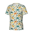 thumbnail image 3 of Yiaed Dinosaurs and Tropical Leaves Print Mens Short Sleeve Tight Fit T-Shirt, Crewneck Casual Tee-3X-Large, 3 of 5
