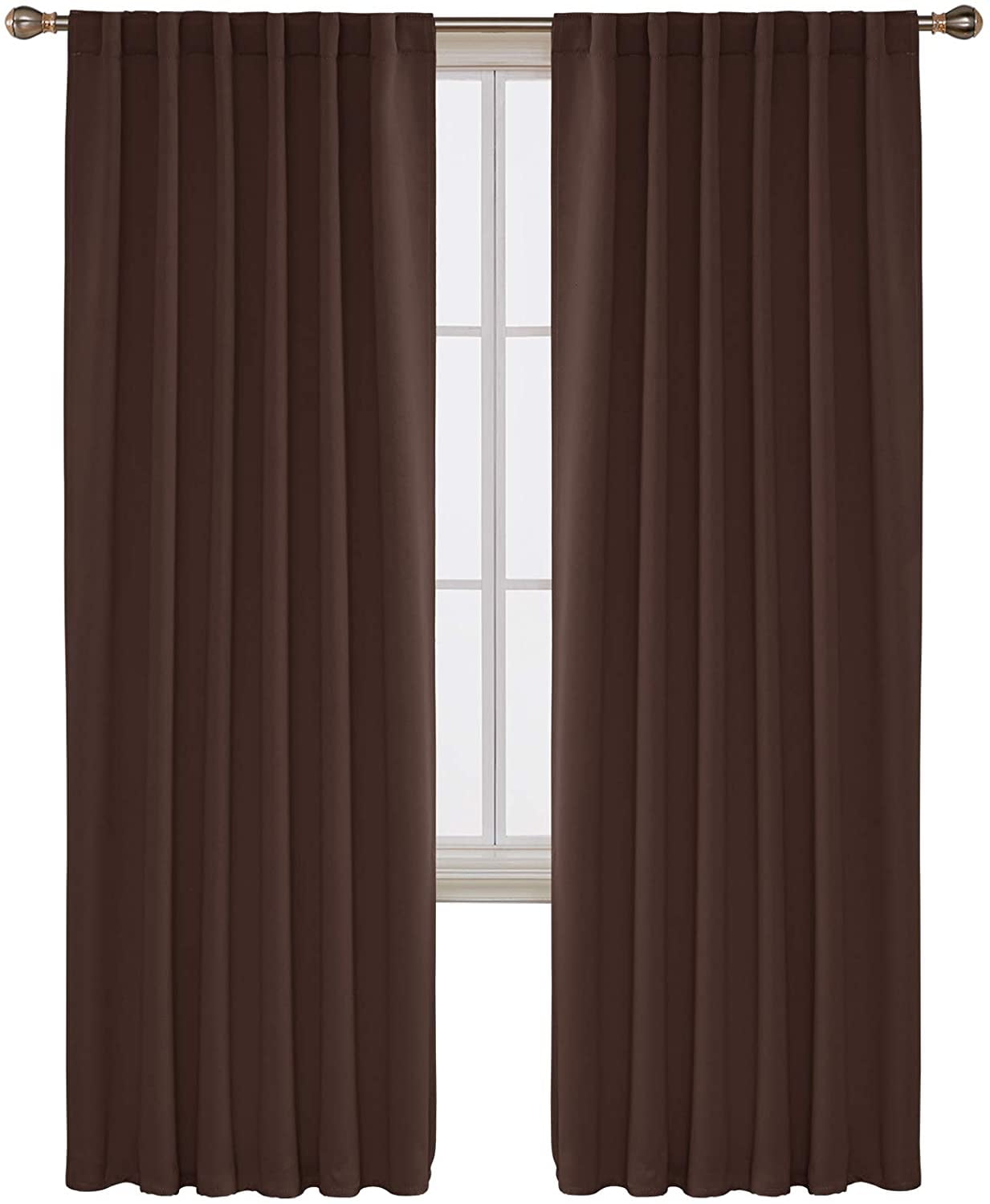 Black Blackout Curtains 84 Inch Long, Back Tab and Rod Pocket Blackout