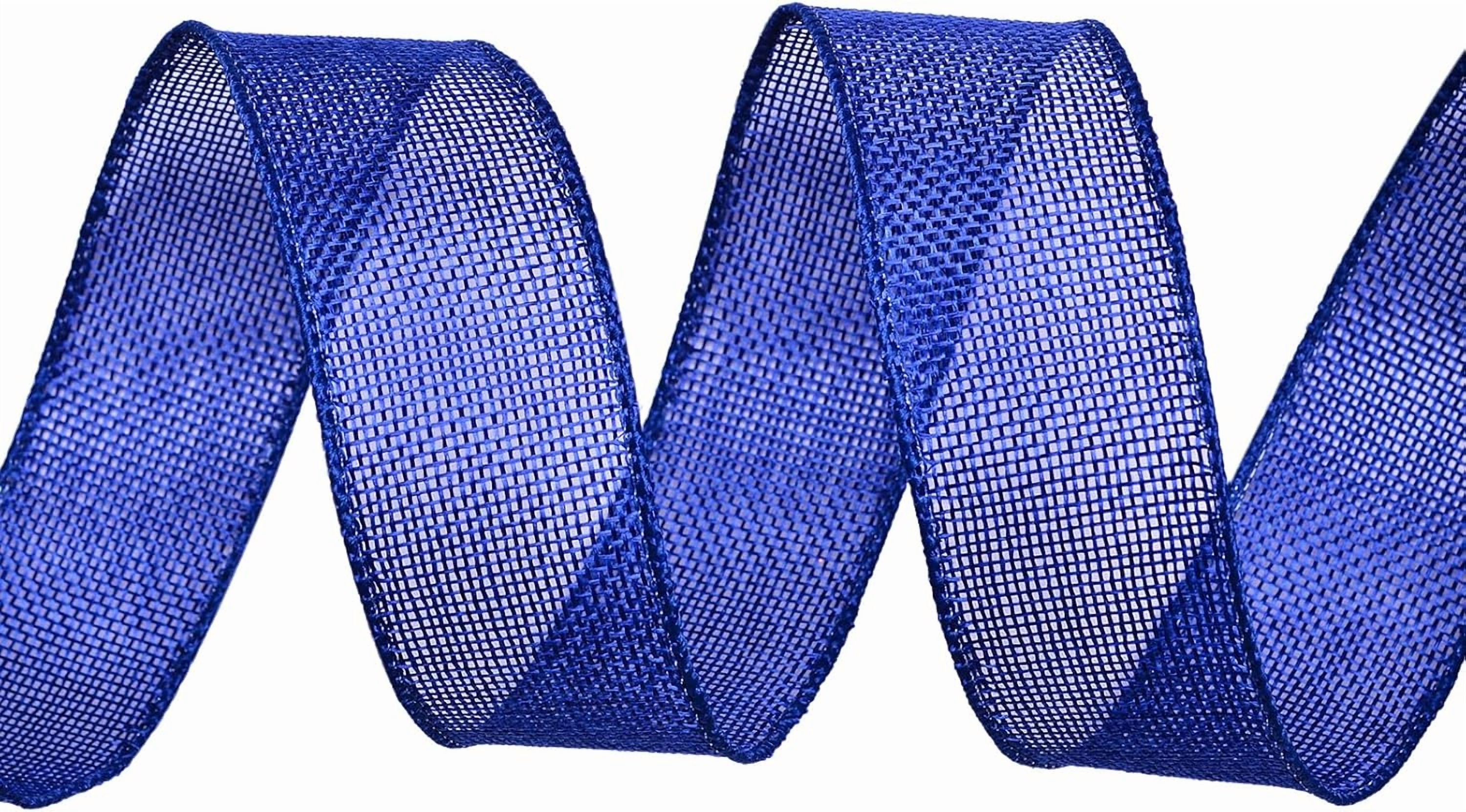 Burlap Dark Blue Wired Ribbon, 1 1/2 inch 10 Yard, Jute Ribbon for Decoration Bows Craft Gift Wrapping Wreath Sewing