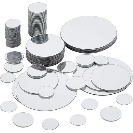 100pcs Round Mirror Tiles 4 Sizes Self Adhesive Mirror 0.78 1 2 3 Inch Acrylic Craft Mirror Circles Mirror Small Mirror Pieces for Crafts Arts DIY Projects Framing Decoration Mixed Color