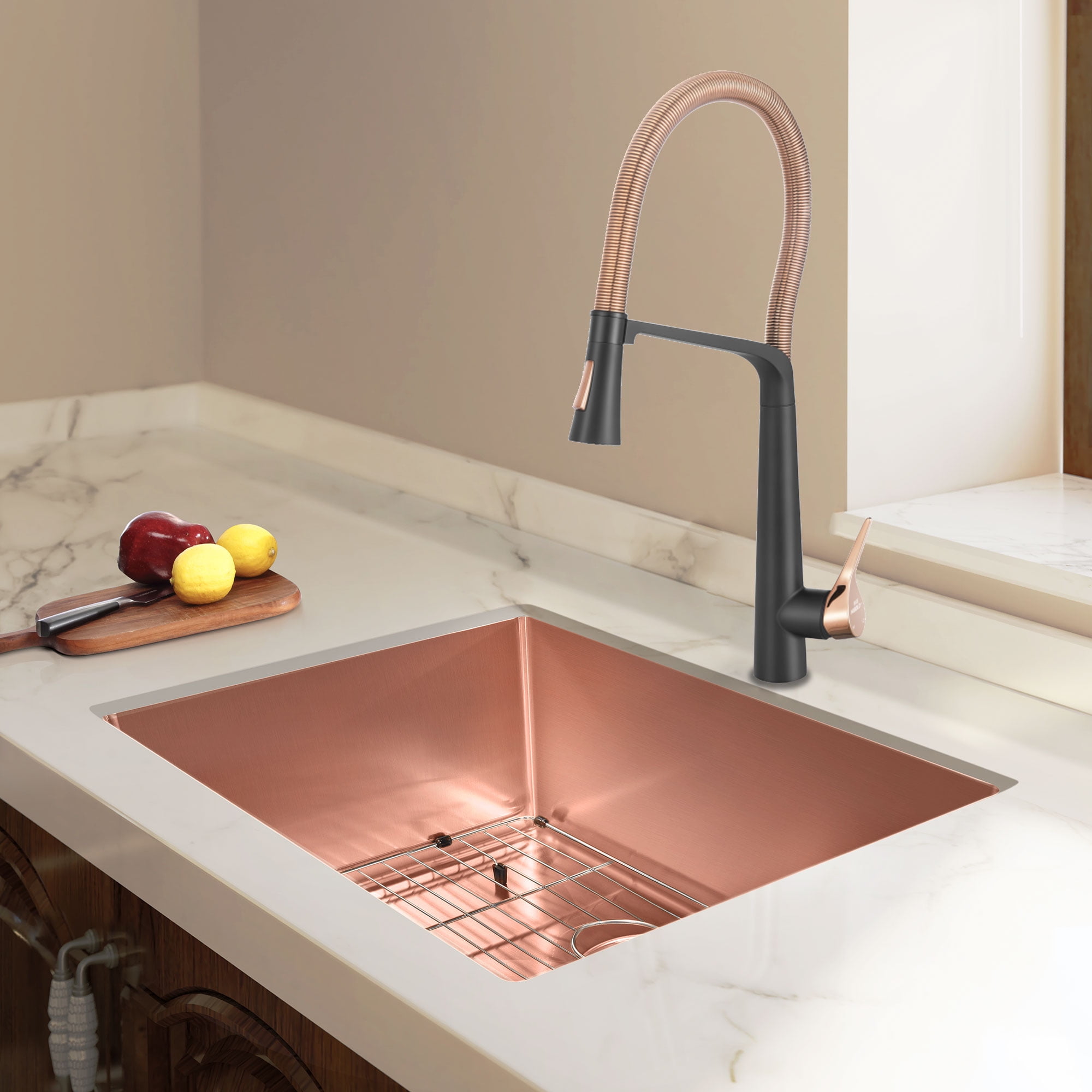 HIGOLD 30 inch Single Bowl Kitchen Sink Undermount,Stainless Steel Nano Sink, Rose Gold 30"×18"×10"