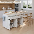 thumbnail image 5 of 78" Rolling Kitchen Island with Extendable Table, Mobile Kitchen Islands with Storage for 2-4， 3 in 1 Island Cart on Wheels for Small Space with 2 Drawers & 4 Door Cabinet, White, 5 of 7