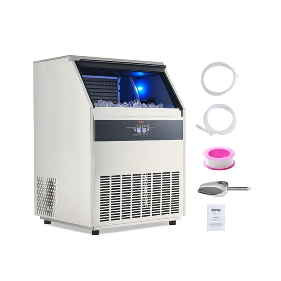 VEVOR Commercial Ice Maker Machine, 440lbs/24H Ice Maker Machine with 130lbs Storage Capacity, 160 Ice Cubes in 15 Minutes, LED Digital Display Freestanding Self-Cleaning