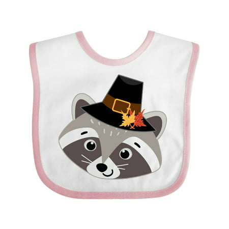 

Inktastic Thanksgiving Pilgrim Woodland Raccoon Gift Baby Boy or Baby Girl Bib