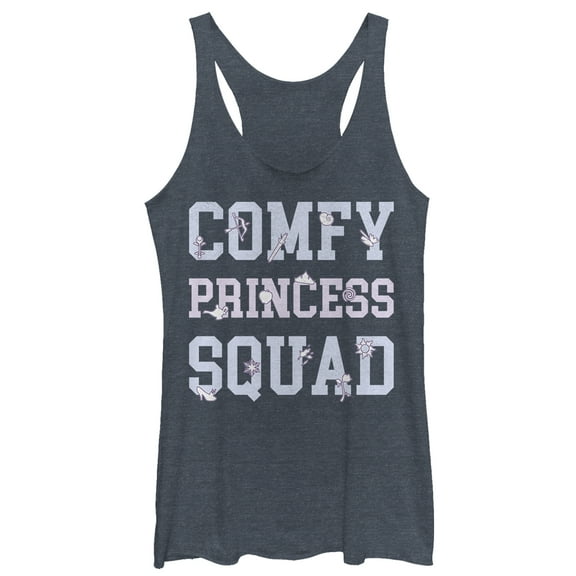 Women's Ralph Breaks the Internet Comfy Princess Squad  Racerback Tank Top Navy Blue Heather 2X Large
