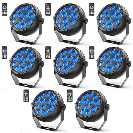 LED Par Lights Rechargeable Stage Light with Remote Control DJ Uplighting for Wedding Party Club Stage Lighting 8pcs