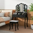 thumbnail image 2 of Costway Makeup Vanity Set with Tri-Fold Mirror & LED Lights 4 Drawers Open Shelf Black, 2 of 10