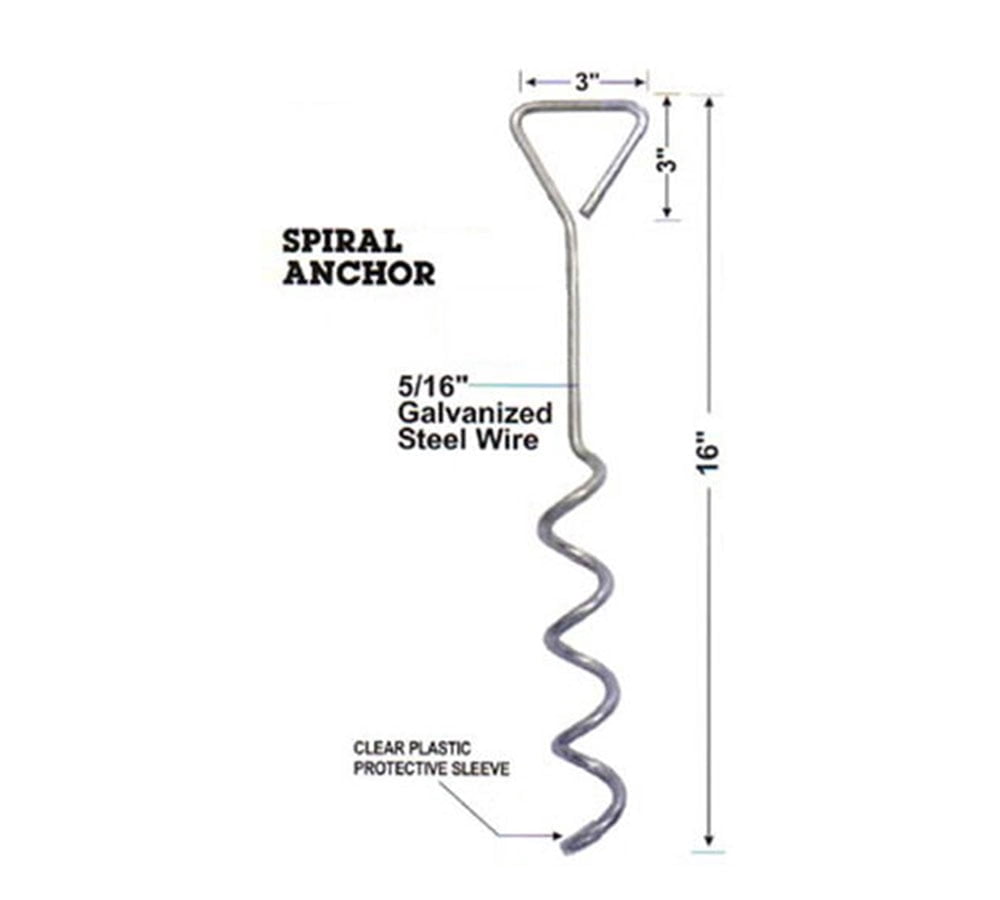 50 Pack Hay Tarp Spiral Anchor Pins 16" to Secure Hay Covers | Corkscrew Shape Trampoline Anchor, Tent Hold Downs, Galvanized Steel Ground Tie Down Stakes