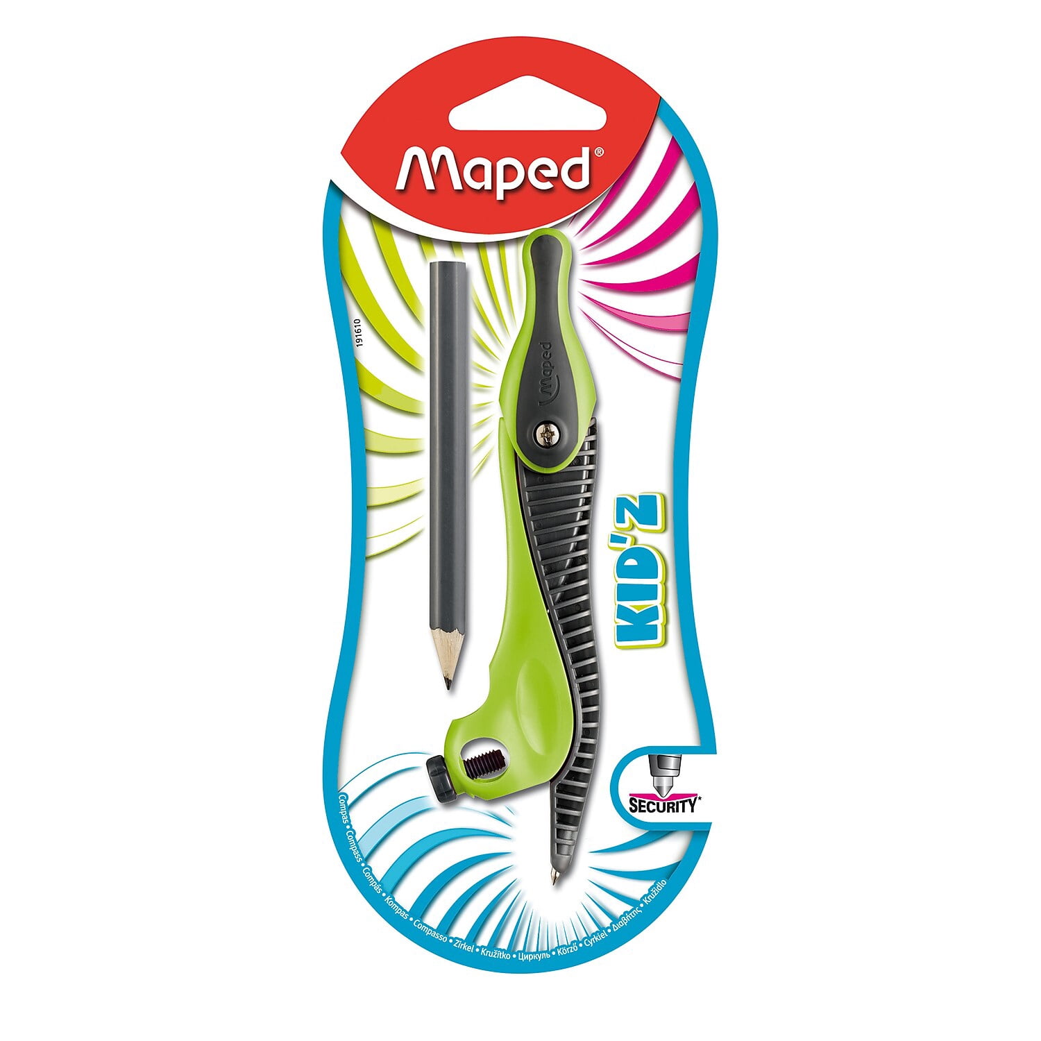 Maped Kid'z Compass with Safety Tip and Pencil Blue Pink or Green MAP191610-12