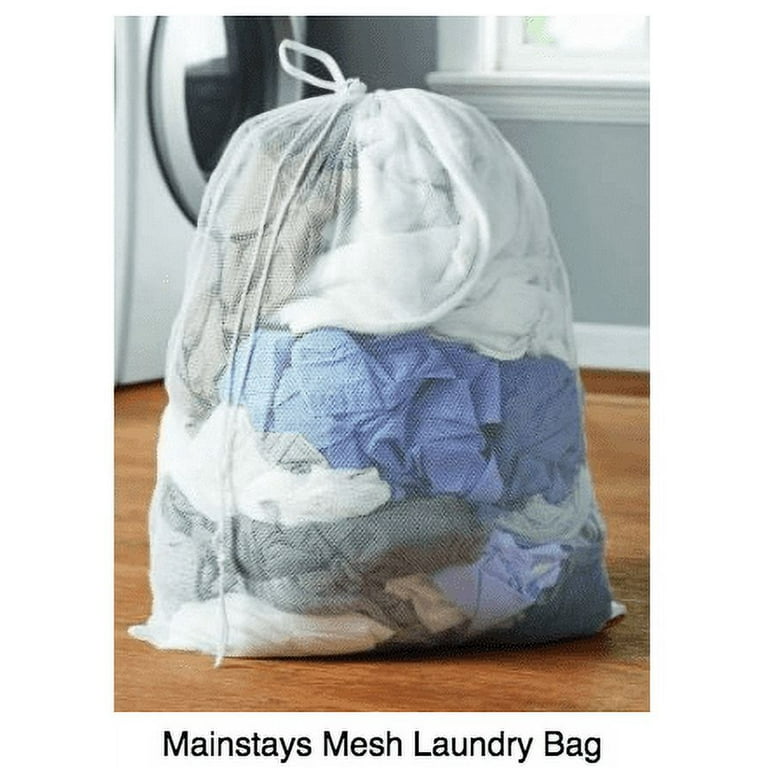 Mainstays White Polyester Mesh Laundry Bag with Drawstring Closure 24 x  36 