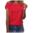 thumbnail image 4 of Womens Oversized T Shirts Casual Floral Print Short Sleeve Blouse Ladies Tops Red XXL, 4 of 7