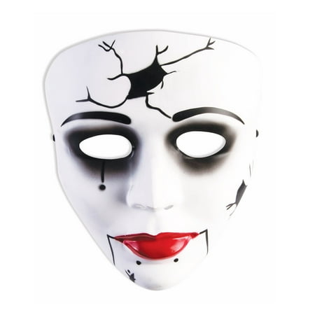 Girl Mask - Cracked Doll Womens Adult Creepy Girl Halloween Costume Mask