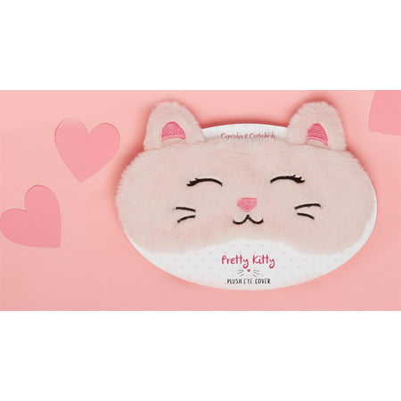 Two's Company Cat Embroidered Eye Mask Pink