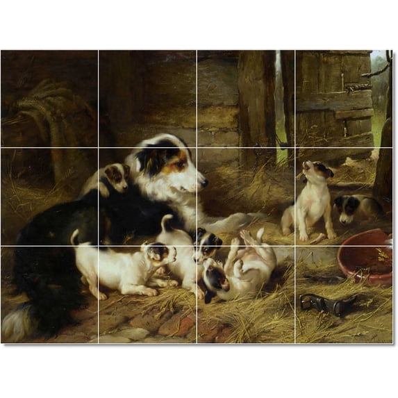 Ceramic Tile Mural-Walter Hunt Animals Painting 61. 32" w x 24" h using (12) 8 x 8 ceramic tiles