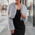 thumbnail image 2 of Amazhiyu Women's Faux Fur Cropped Coat Long Sleeve Open Front Winter Jacket, 2 of 5