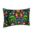 thumbnail image 2 of Naloa Roosters and Flowers Pillowcase, Throw Pillowcase, Wrinkle-Free, Stain-Resistant with Hidden Zipper for Bedroom Sofa - 14"x20", 2 of 9