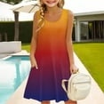 thumbnail image 2 of YunPes Girls Dress Summer Sleeveless Comfortable Casual Dress Gradient Print Children's Clothing with Pocket Vest Dress Jean Jumper Dress for Girls, 2 of 6