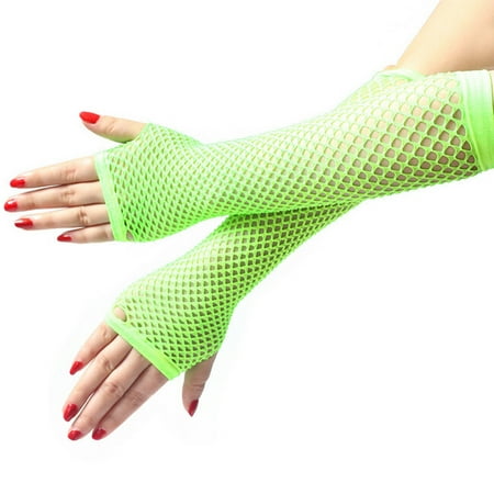

Juebong Mens Plus Size Clearance $5 Mens Girls Neon Sexy Long Fingerless Fishnet Lace High Elasticity Gloves Mint Green 26cmX10cm