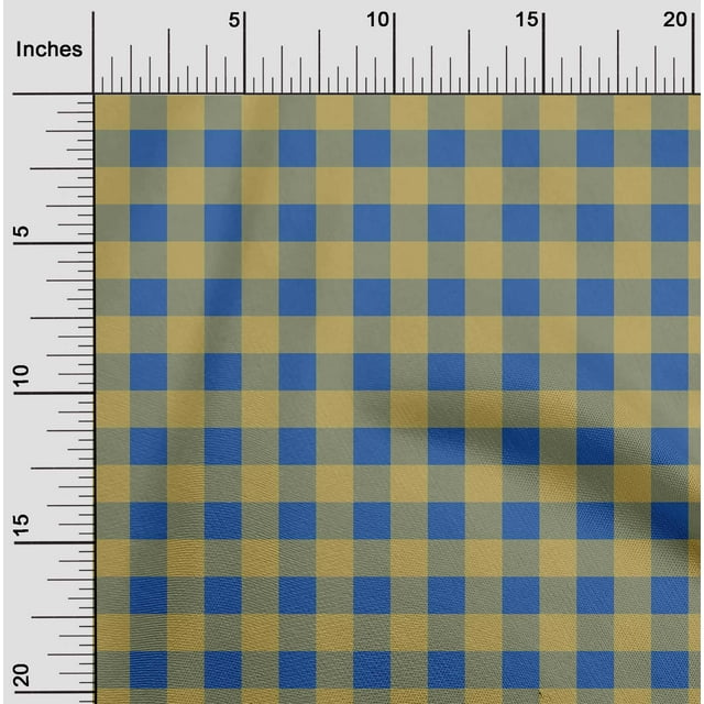oneOone Silk Tabby Blue Fabric Gingham Check Craft Projects Decor Fabric Printed By The Yard 42 Inch Wide