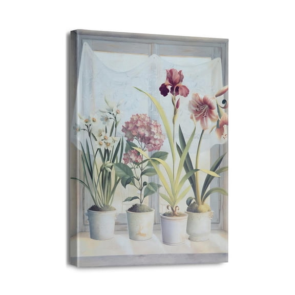 Farmhouse Floral Bathroom Wall Art 12X16inch Pictures with Bath Towel Vase, Inspiring Canvas Prints for Cozy Home Decor